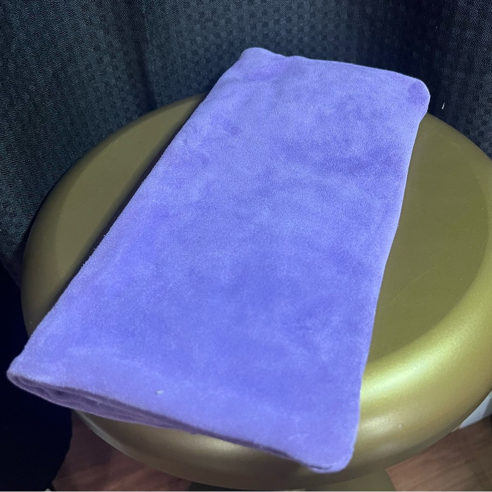 NWOT Lavender Suede Leather Clutch with Floral Accent | Italy - Picture 8 of 16